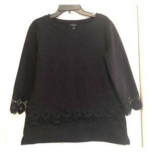 Talbots black top with lace detail size xsmall